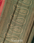 Crimson Red Jaal Pure Tussar Silk Saree