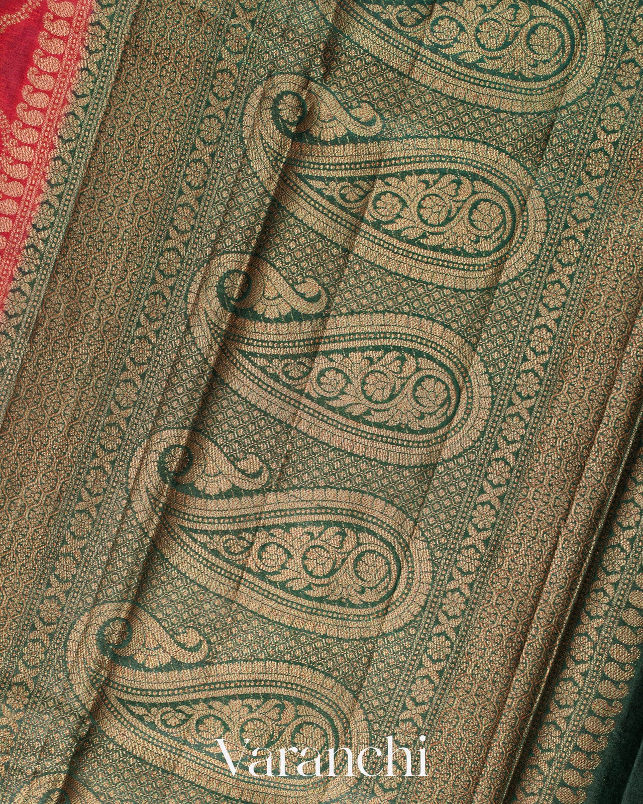 Crimson Red Jaal Pure Tussar Silk Saree