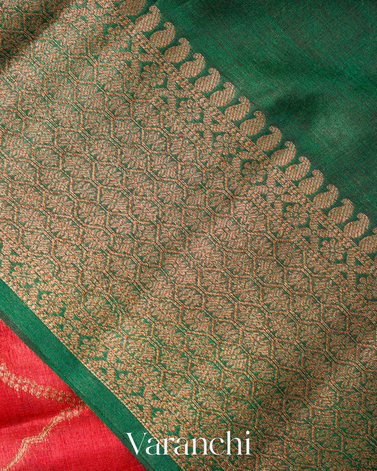 Crimson Red Jaal Pure Tussar Silk Saree