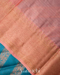 Peacock Teal Lehariya Pure Tussar Silk Saree