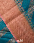 Peacock Teal Lehariya Pure Tussar Silk Saree