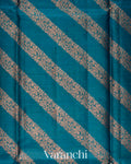Peacock Teal Lehariya Pure Tussar Silk Saree