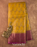 Mustard Yellow Floral Jaal Pure Tussar Silk Saree