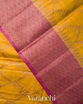 Mustard Yellow Floral Jaal Pure Tussar Silk Saree