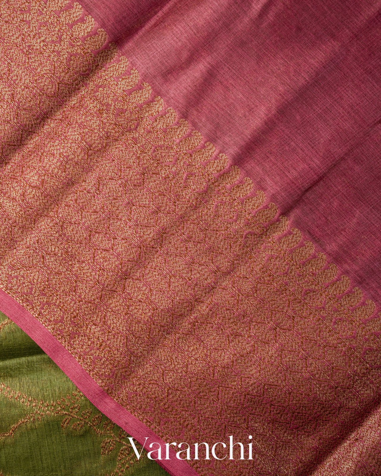 Mehendi Green Jaal Pure Tussar Silk Saree