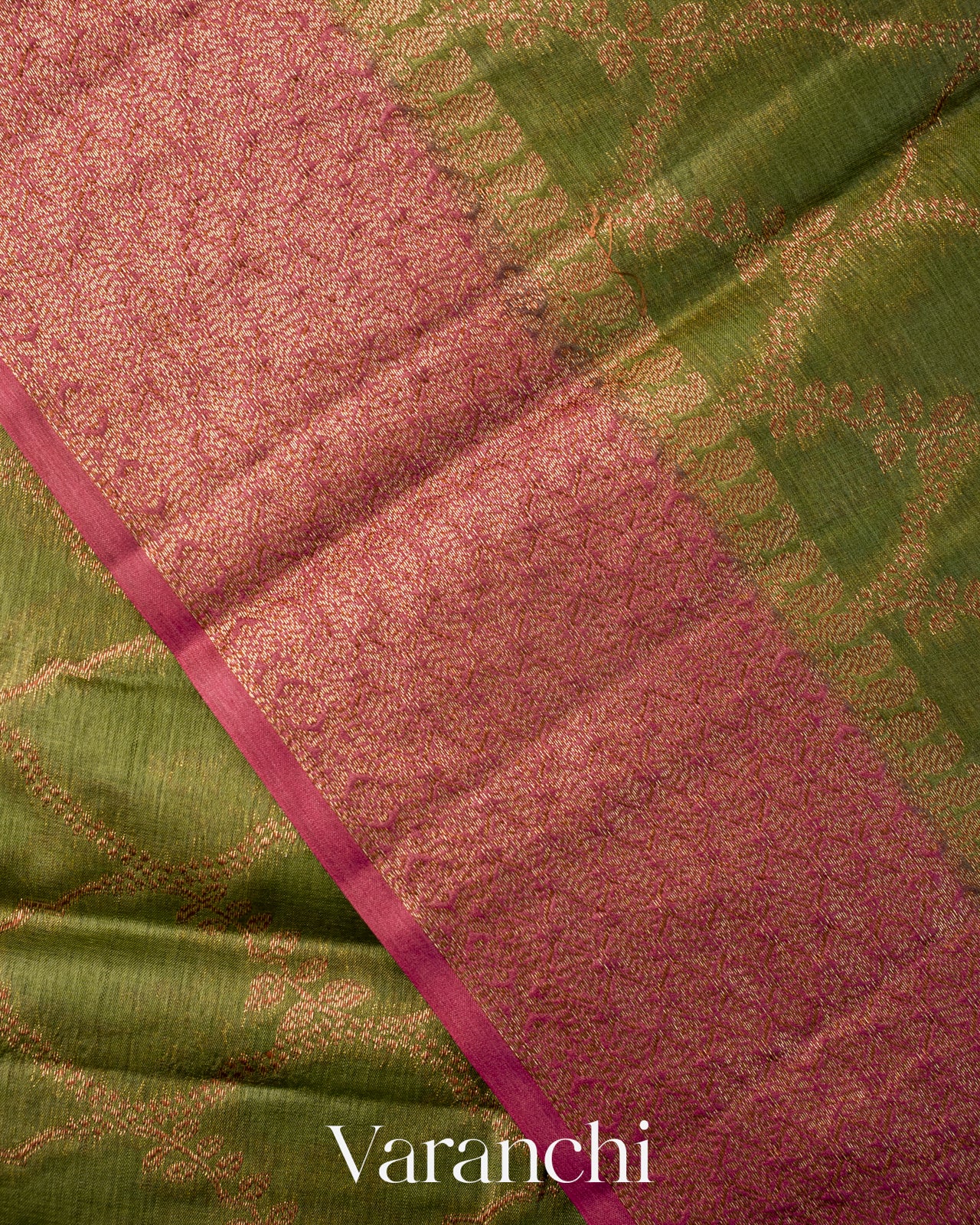 Mehendi Green Jaal Pure Tussar Silk Saree