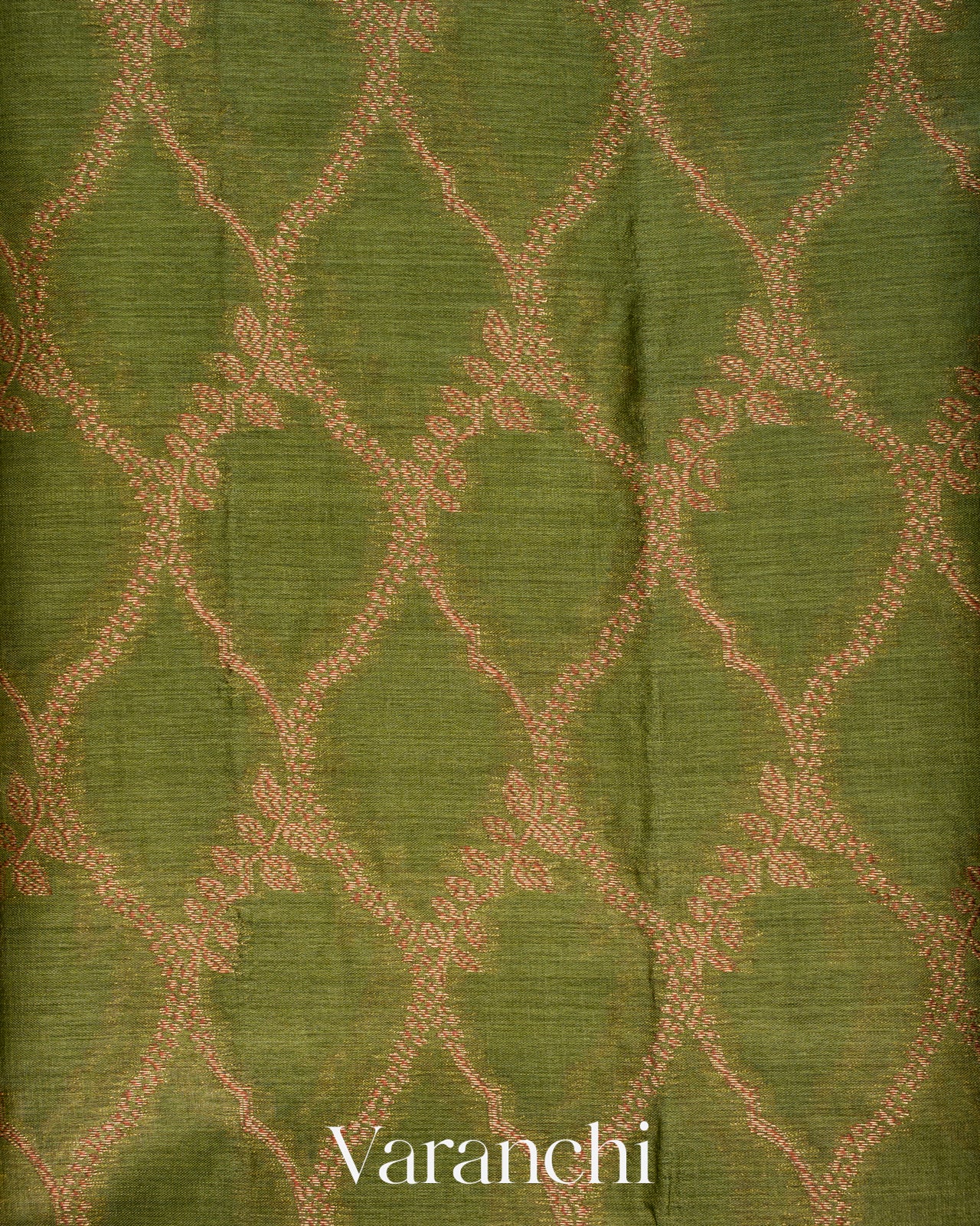 Mehendi Green Jaal Pure Tussar Silk Saree