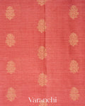 Coral Pink Pure Tussar Silk Saree