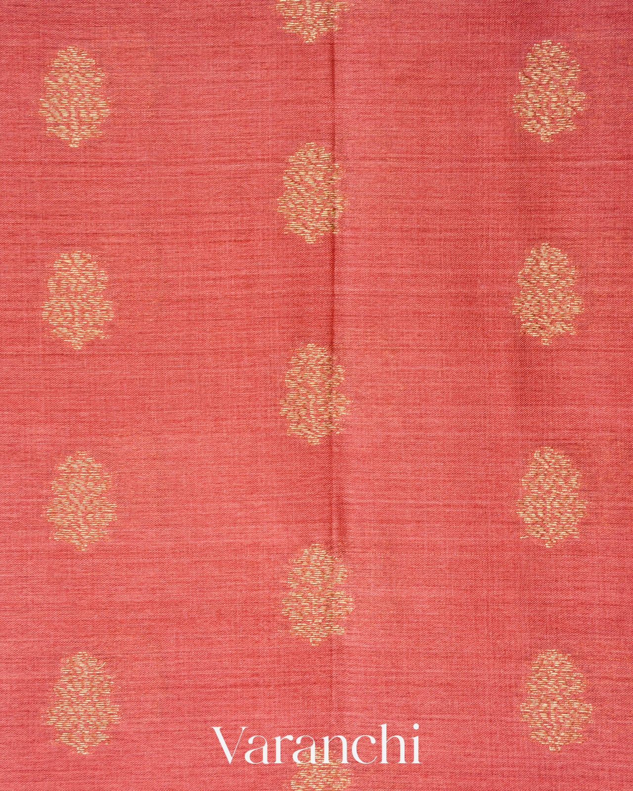 Coral Pink Pure Tussar Silk Saree