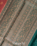 Coral Pink Pure Tussar Silk Saree