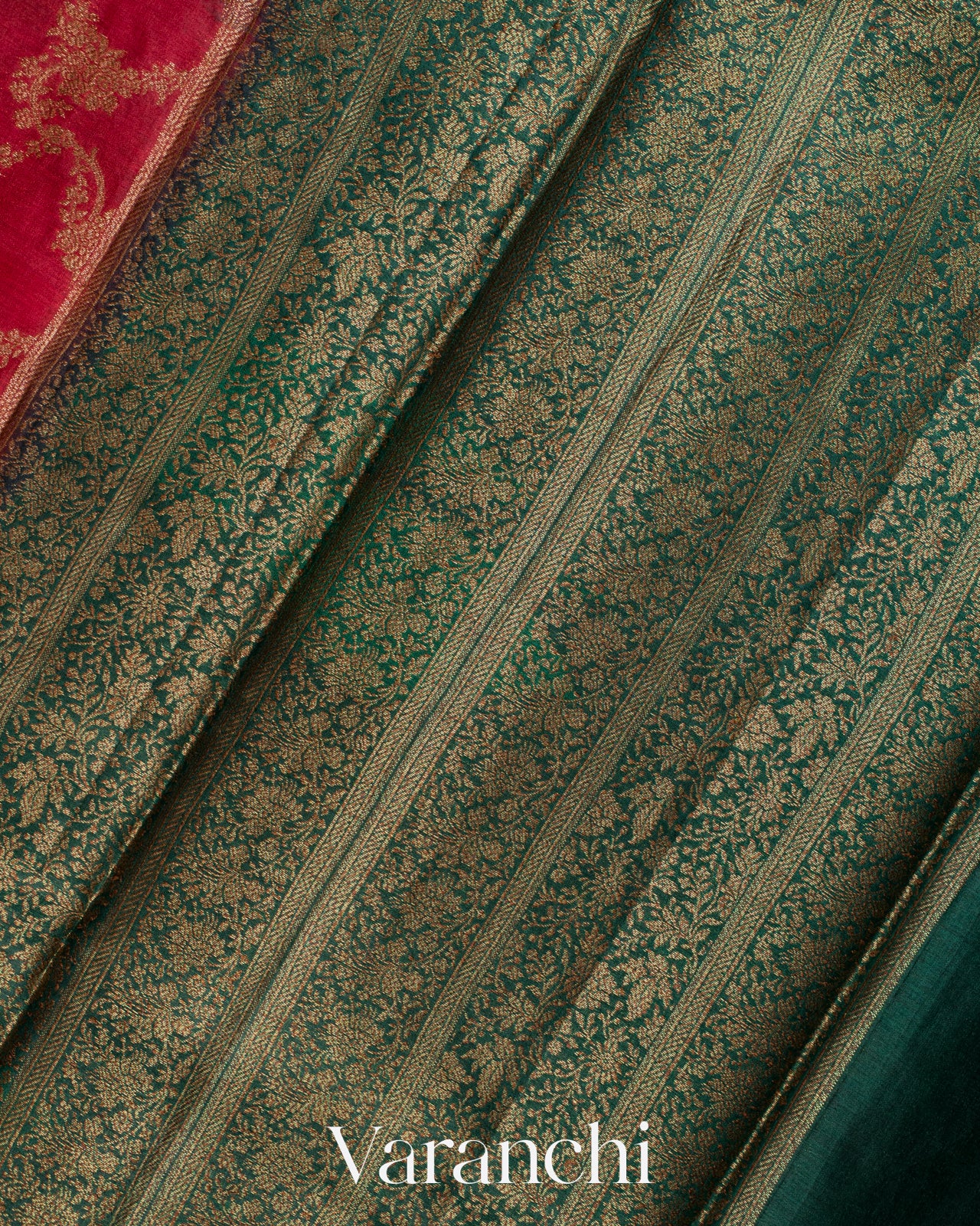 Crimson Red Jaal Pure Tussar Silk Saree