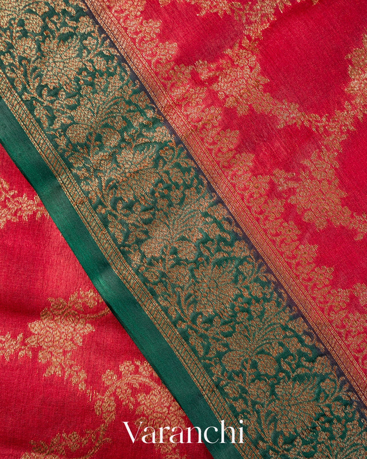 Crimson Red Jaal Pure Tussar Silk Saree