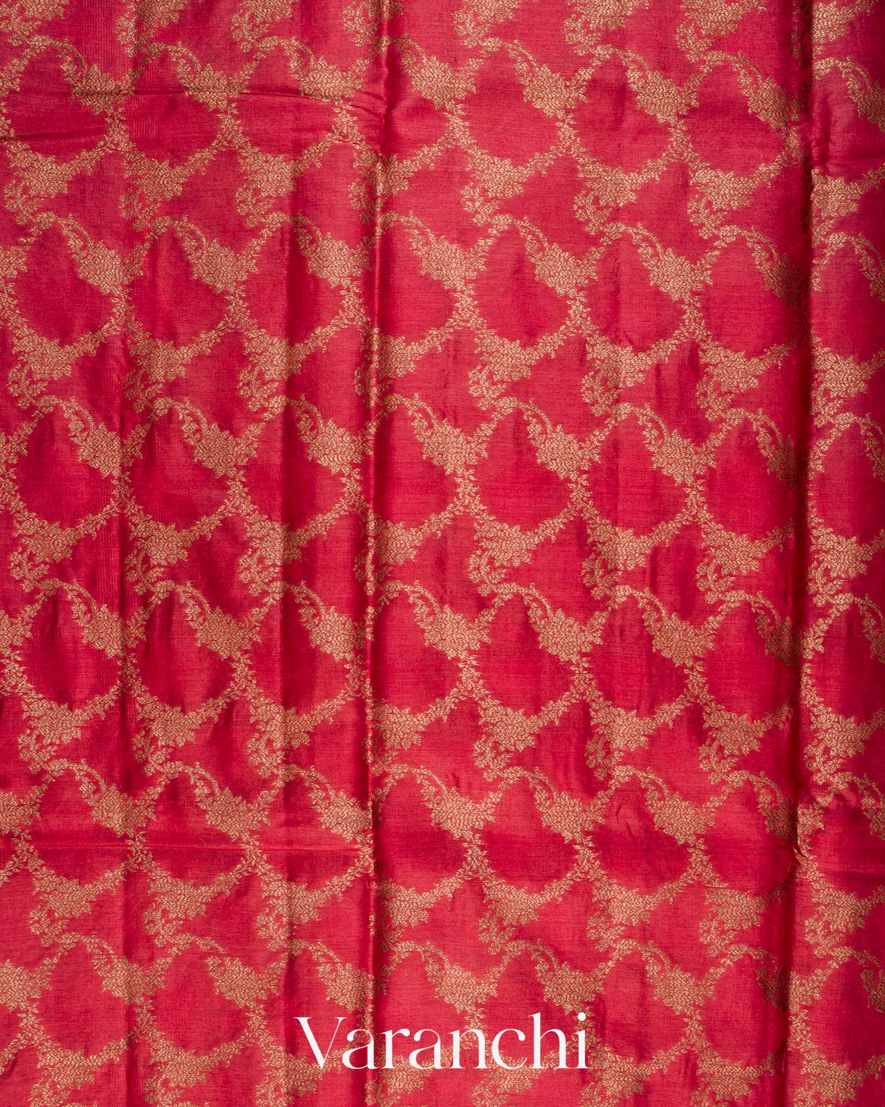 Crimson Red Jaal Pure Tussar Silk Saree