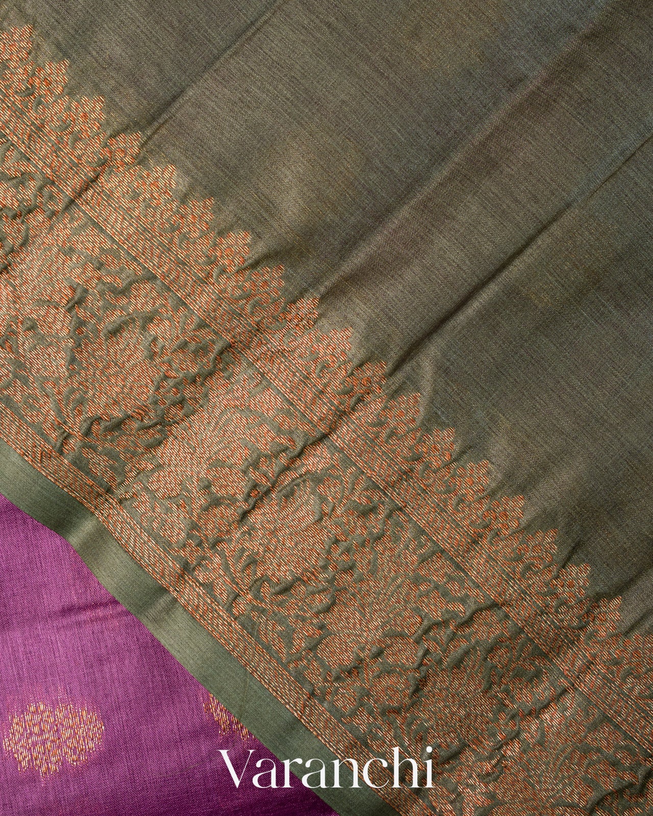 Purple Woven Pure Tussar Silk Saree