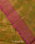 Olive Green Floral Jaal Pure Tussar Silk Saree