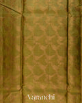Olive Green Floral Jaal Pure Tussar Silk Saree