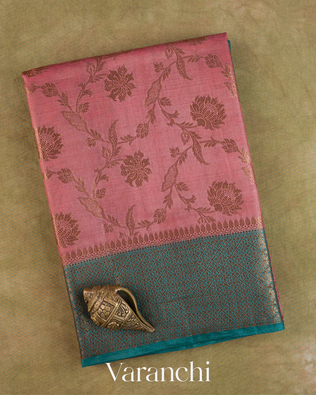 Onion Pink Floral Jaal Pure Tussar Silk Saree