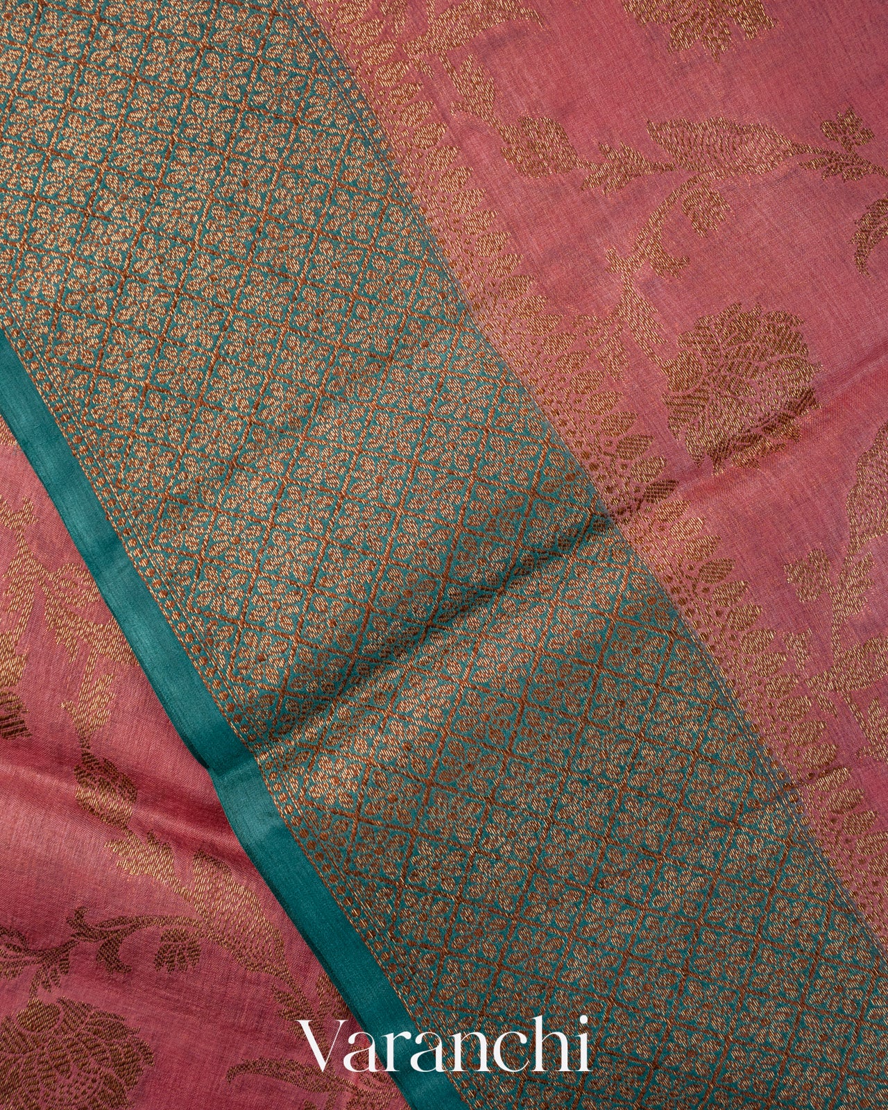 Onion Pink Floral Jaal Pure Tussar Silk Saree