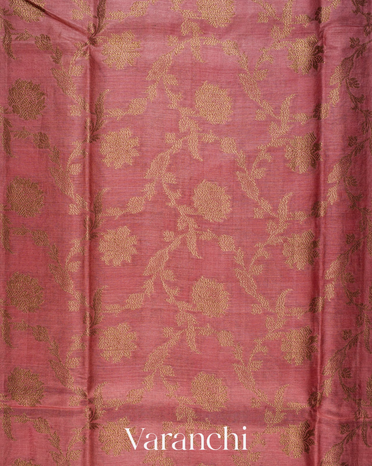 Onion Pink Floral Jaal Pure Tussar Silk Saree
