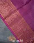 Slate Grey Pure Tussar Silk Saree