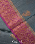 Slate Grey Pure Tussar Silk Saree