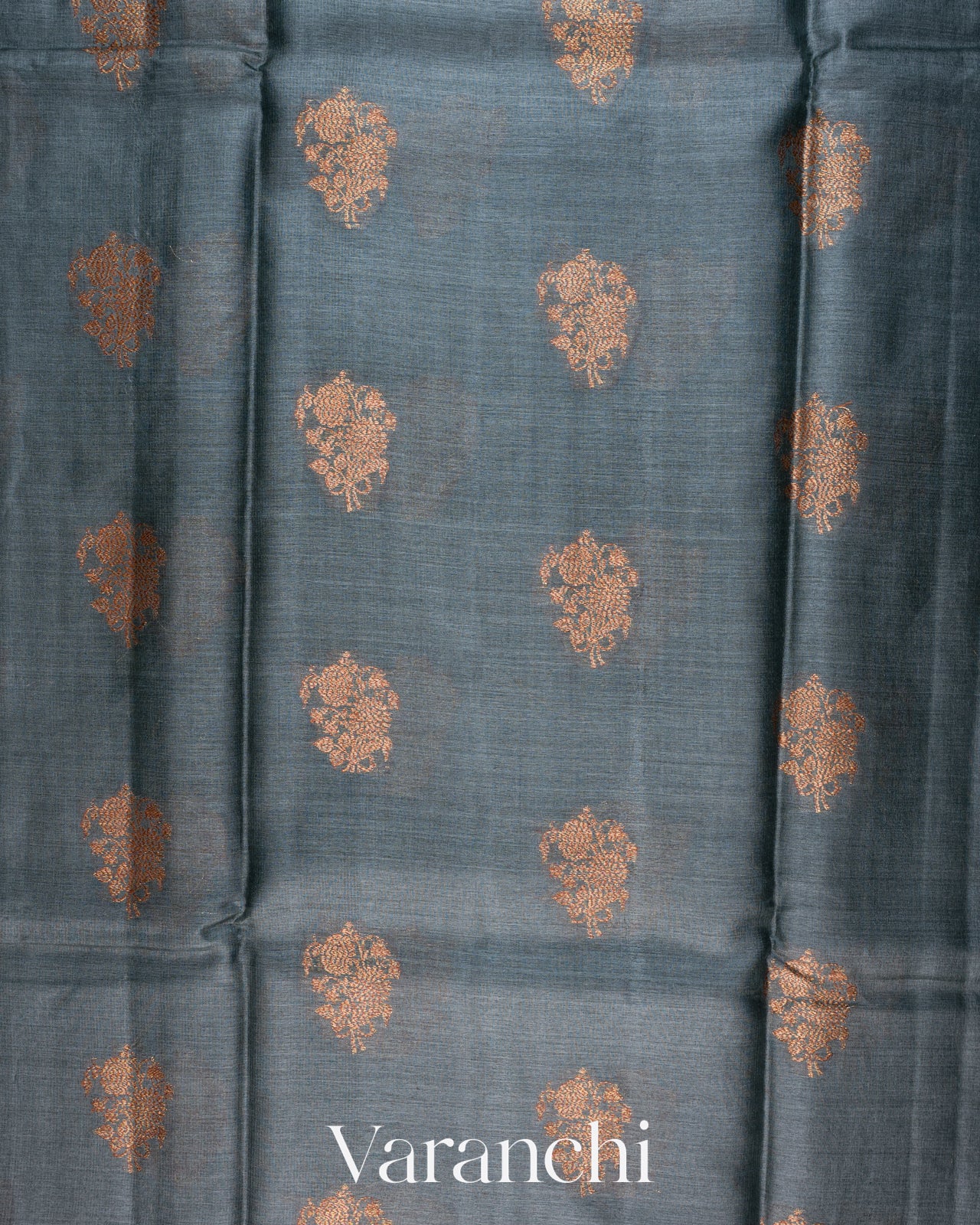 Slate Grey Pure Tussar Silk Saree