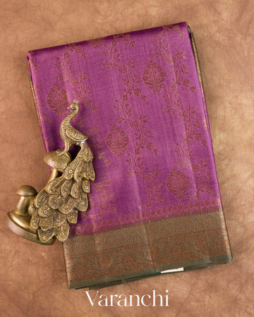 Purple Pure Tussar Silk Saree