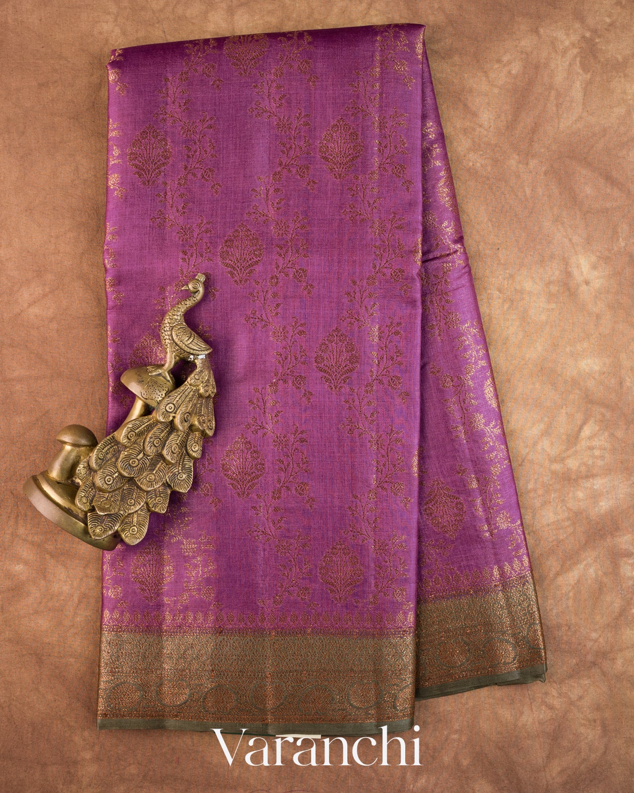 Purple Pure Tussar Silk Saree