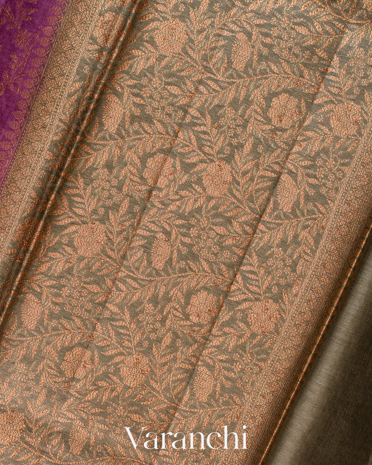Purple Pure Tussar Silk Saree