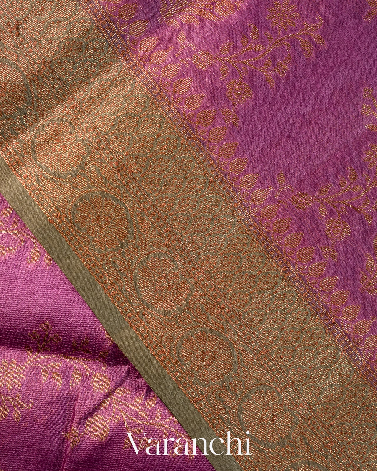 Purple Pure Tussar Silk Saree