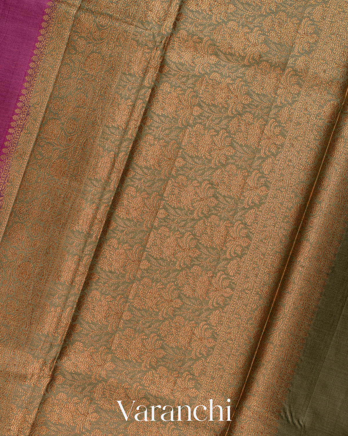 Magenta Pure Tussar Silk Saree