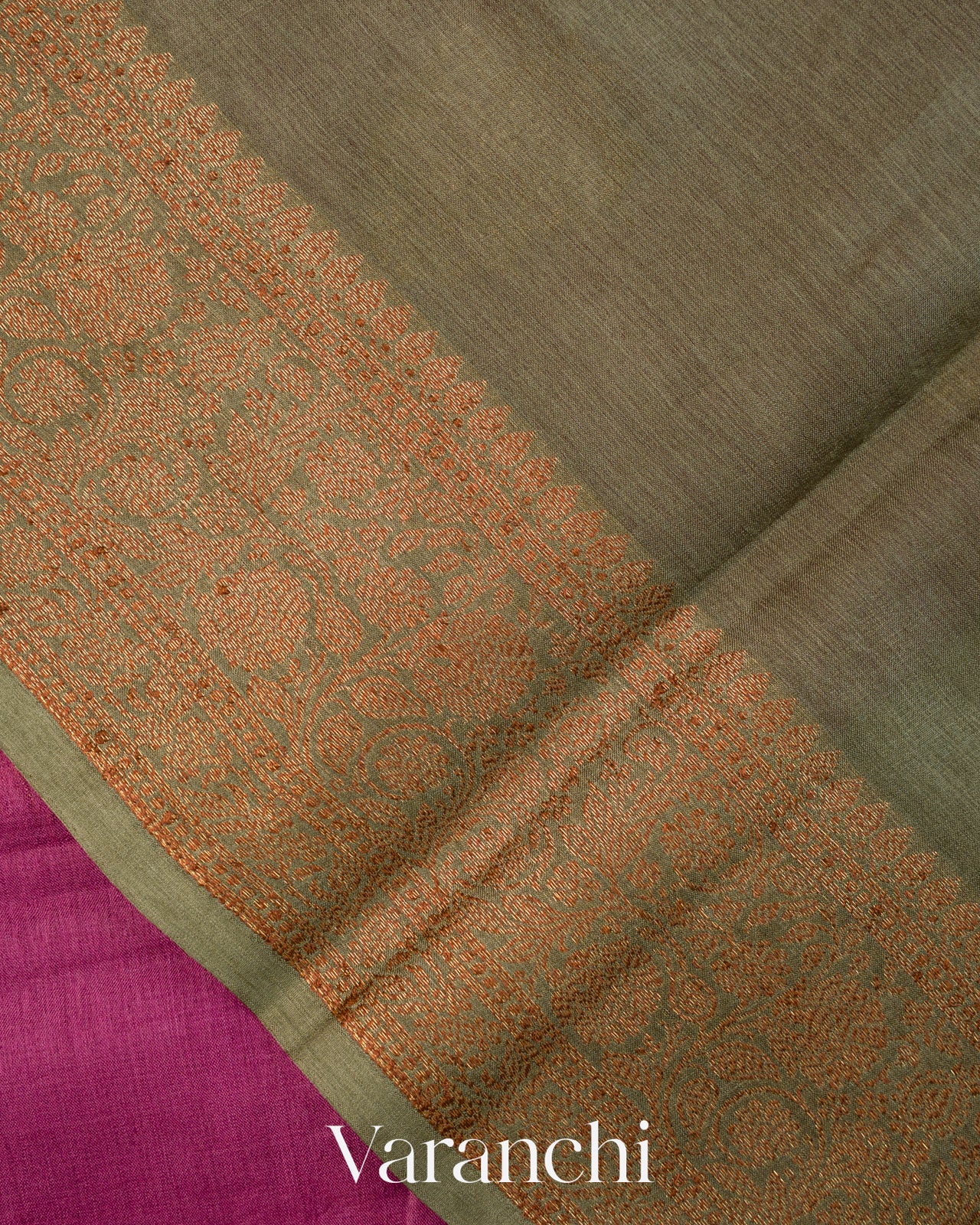 Magenta Pure Tussar Silk Saree
