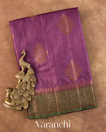 Purple Pure Tussar Silk Saree