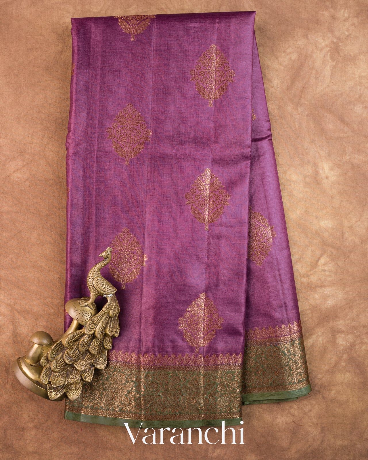 Purple Pure Tussar Silk Saree