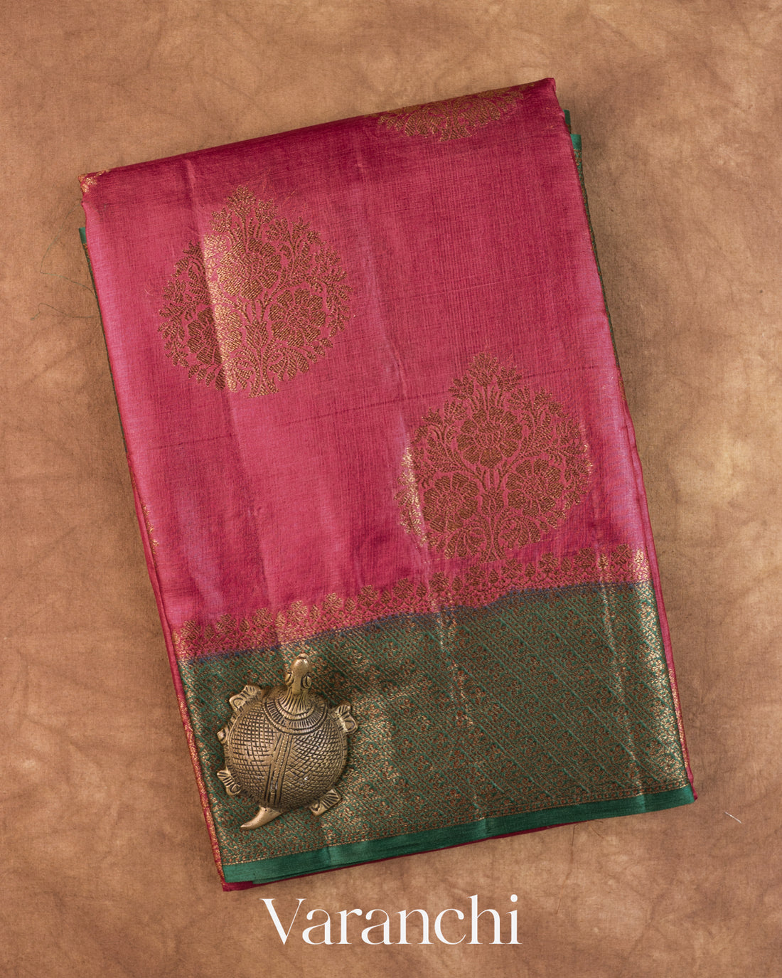 Onion Pink Pure Tussar Silk Handloom Saree