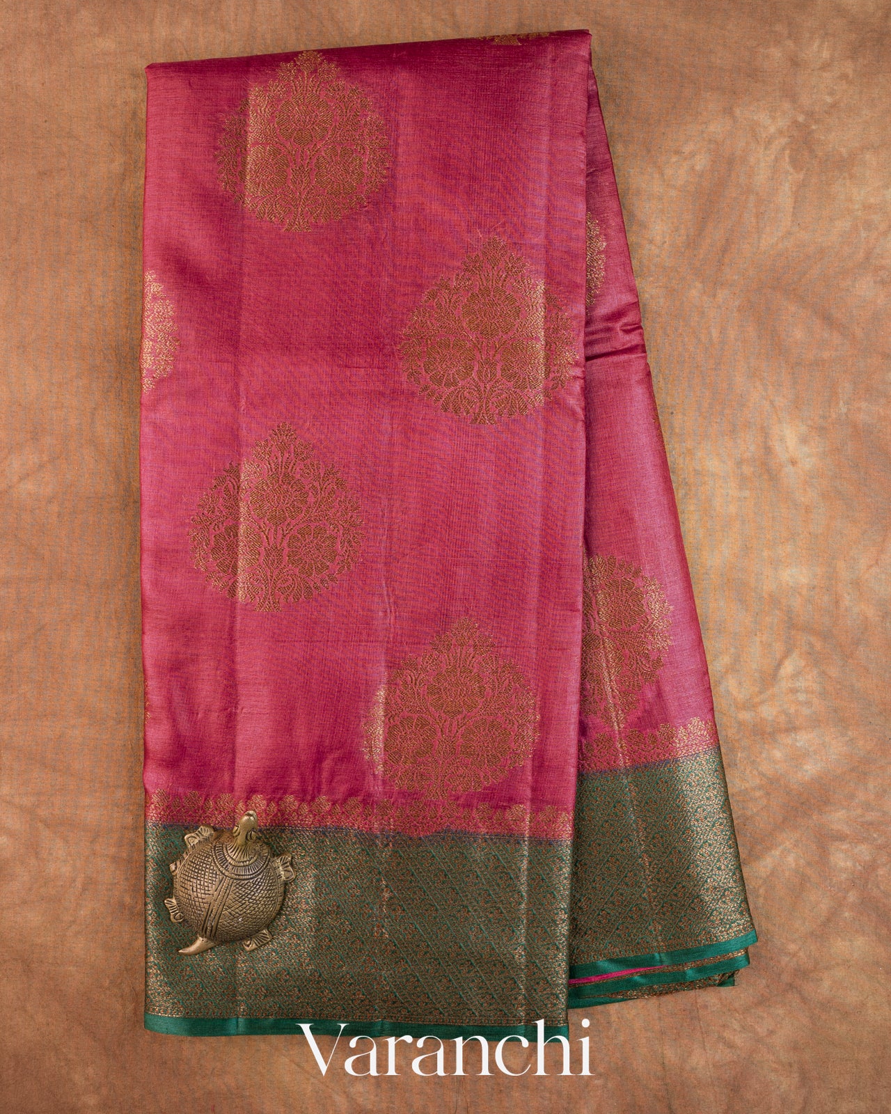 Onion Pink Pure Tussar Silk Handloom Saree