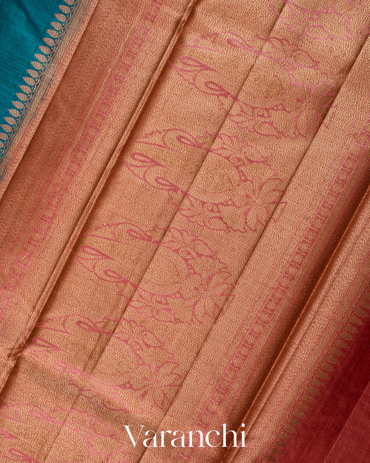 Peacock Blue Pure Tussar Silk Saree