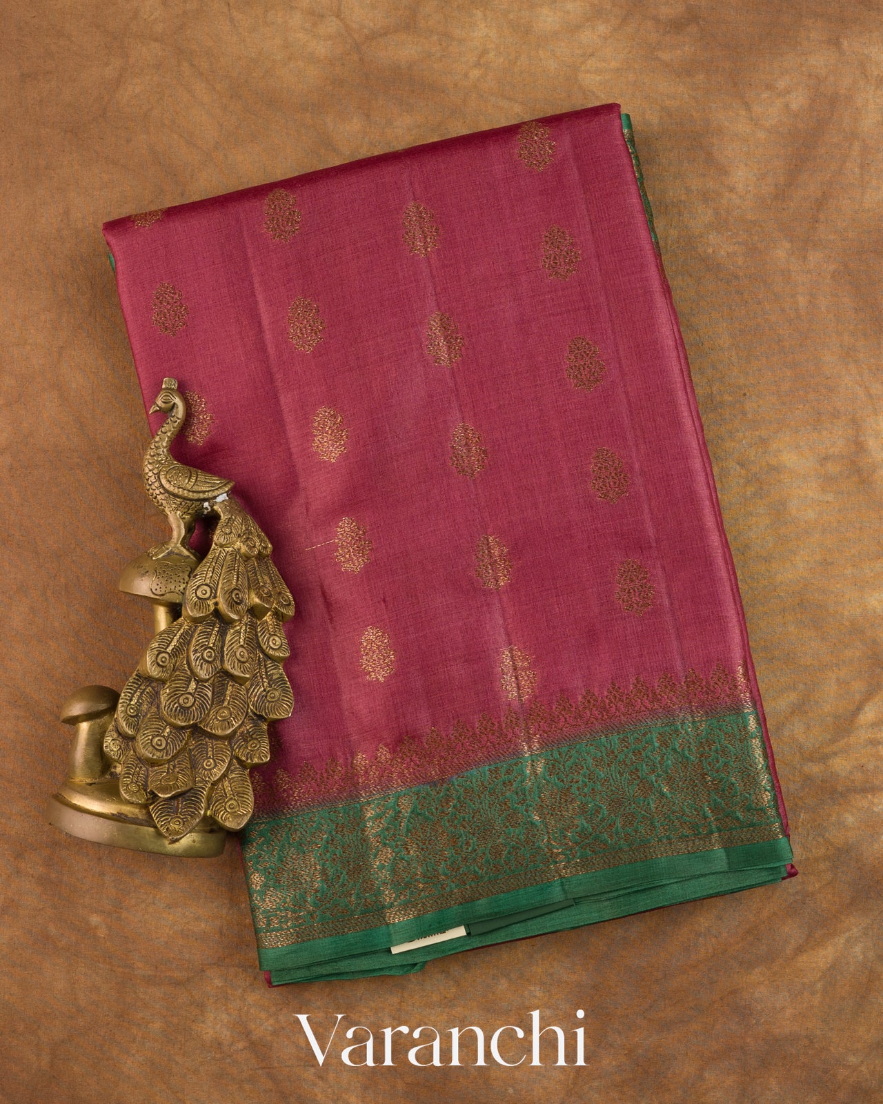 Onion Pink Pure Tussar Silk Handloom Saree
