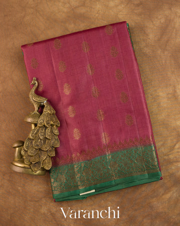 Onion Pink Pure Tussar Silk Handloom Saree