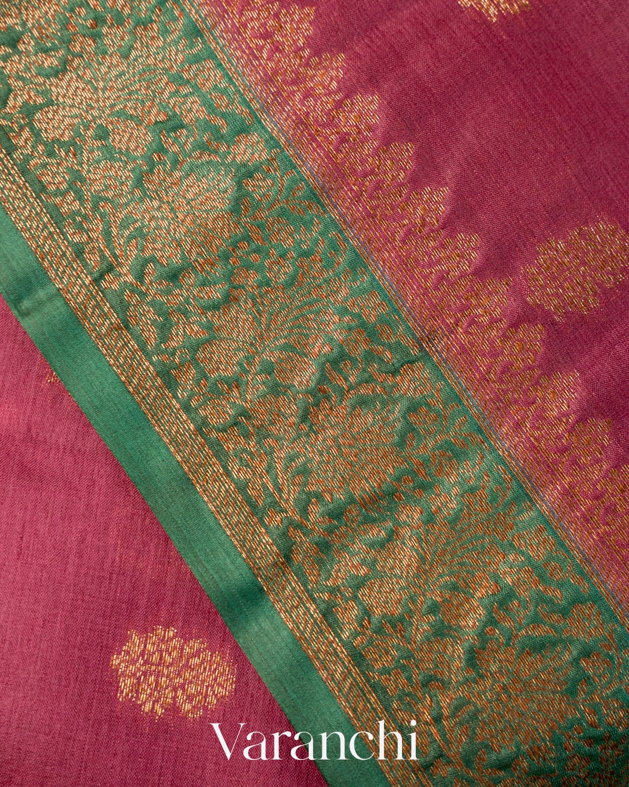 Onion Pink Pure Tussar Silk Handloom Saree