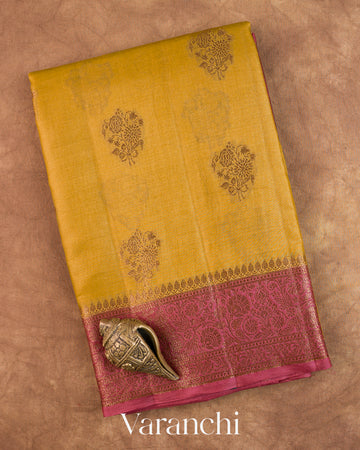 Mustard Yellow Pure Tussar Silk Saree