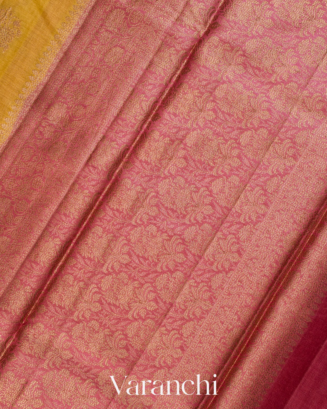 Mustard Yellow Pure Tussar Silk Saree