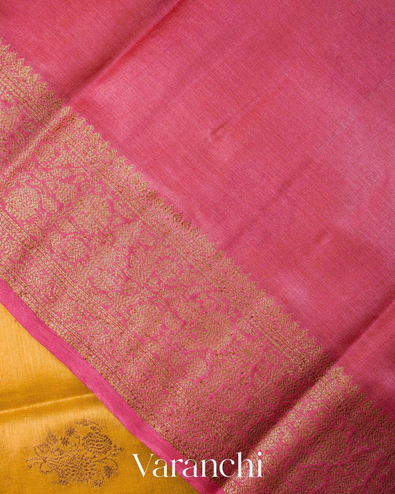 Mustard Yellow Pure Tussar Silk Saree