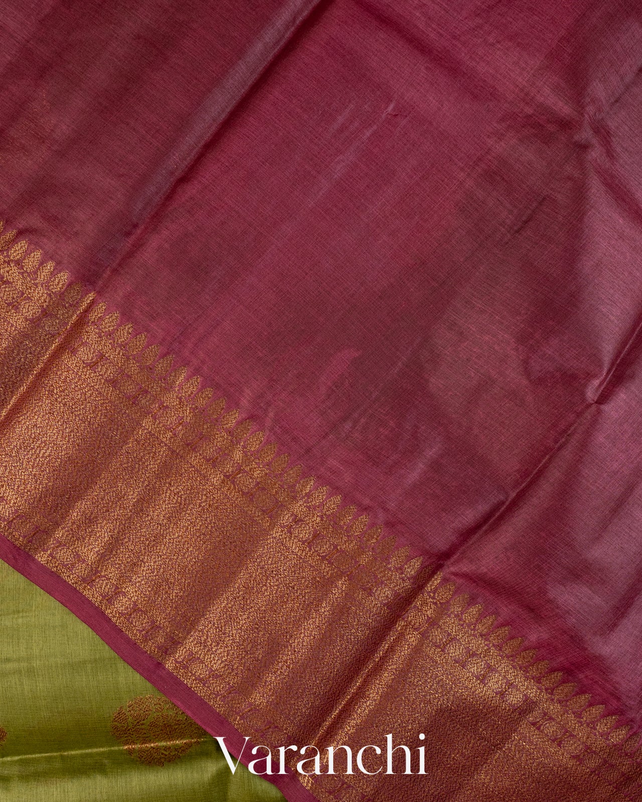 Olive Green Pure Tussar Silk Saree