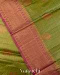 Olive Green Pure Tussar Silk Saree