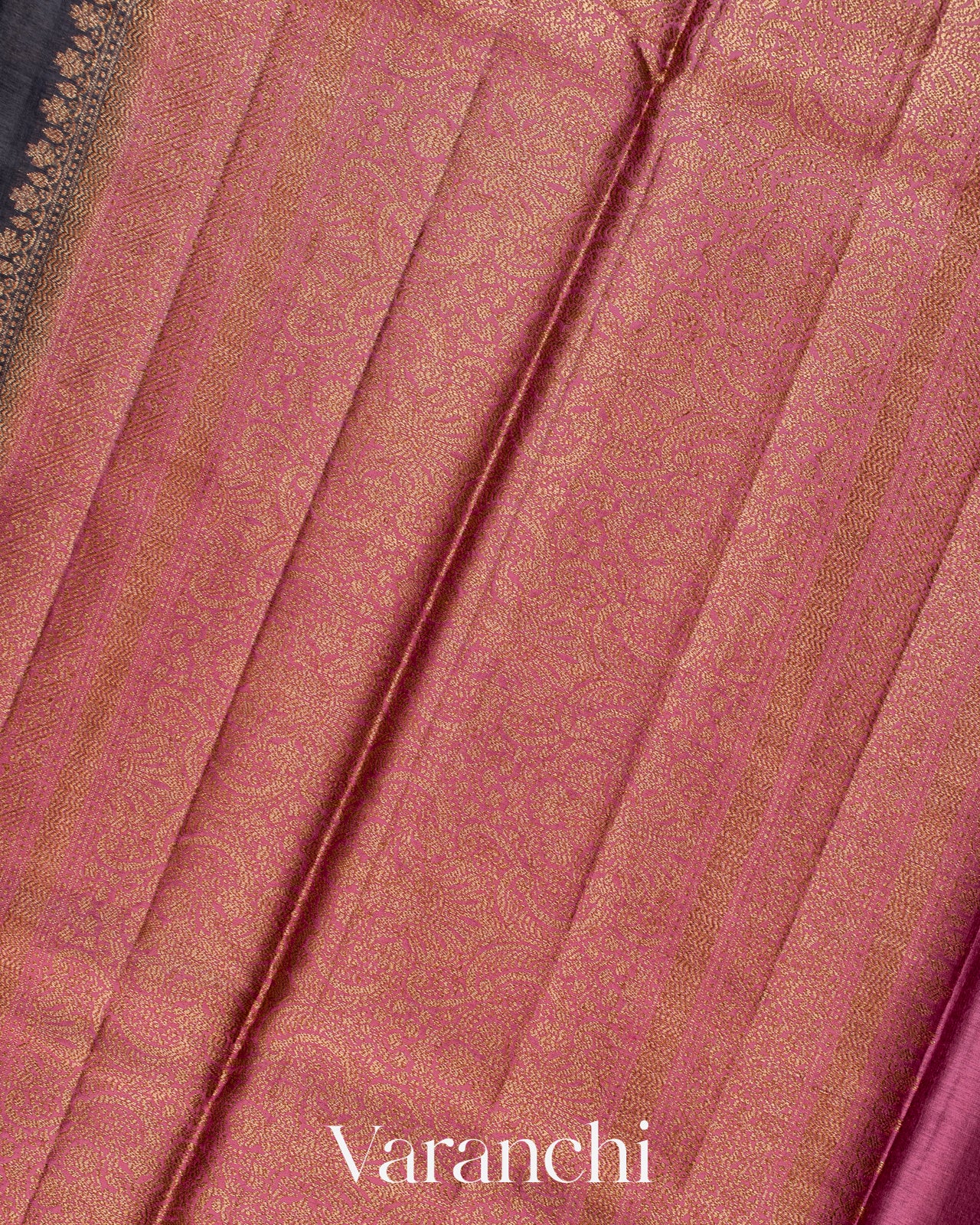 Dark Grey Pure Tussar Silk Saree