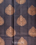 Dark Grey Pure Tussar Silk Saree