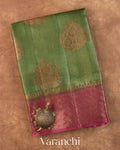 Olive Green Pure Tussar Silk Saree