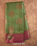 Olive Green Pure Tussar Silk Saree