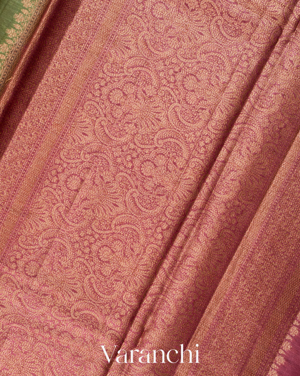 Olive Green Pure Tussar Silk Saree